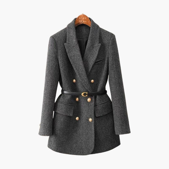 Belted Wool Blazer – Women's Tailored Smart Casual Jacket - IsabellaMae