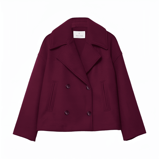 Cropped Peacoat – Women's Double-Breasted Notched Lapel