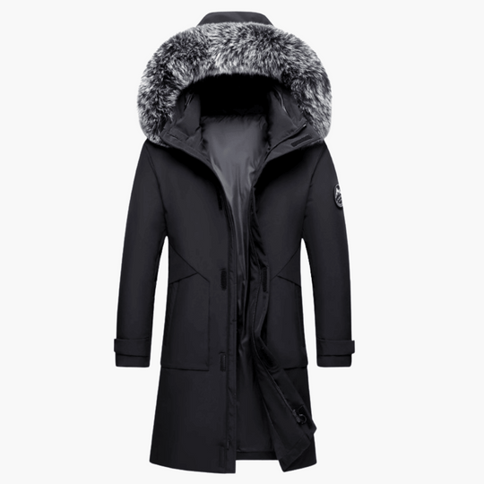Down Parka Coat with Fur Hood - Warm Winter Jacket for Men