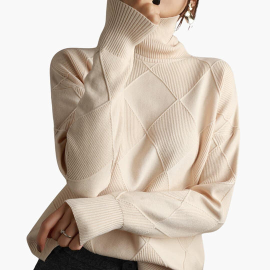 Ribbed Turtleneck Jumper for Women - Soft Knit Pullover