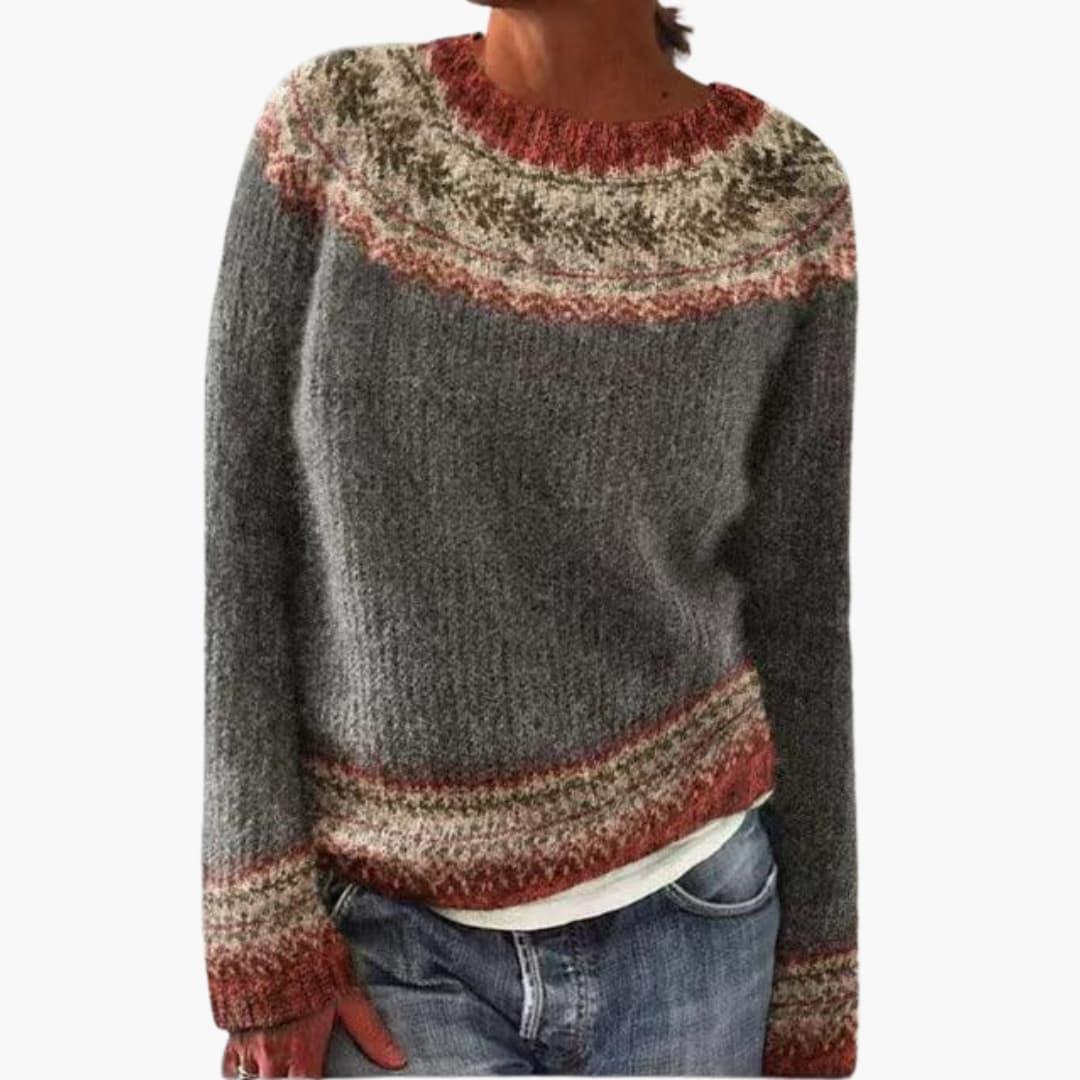 Colorful Knit Sweater for Women - Retro Style & Cozy Fit