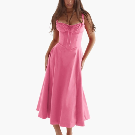 Lace-Up Corset Mini Dress - Square Neck Bodycon for Women