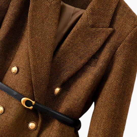 Belted Wool Blazer – Women's Tailored Smart Casual Jacket - IsabellaMae
