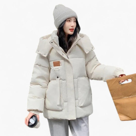 Padded Hooded Parka – Women's Warm Winter Coat with Fur Trim