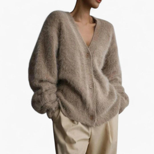 Fluffy V-Neck Jumper for Women - Soft Knit & Cosy Pullover