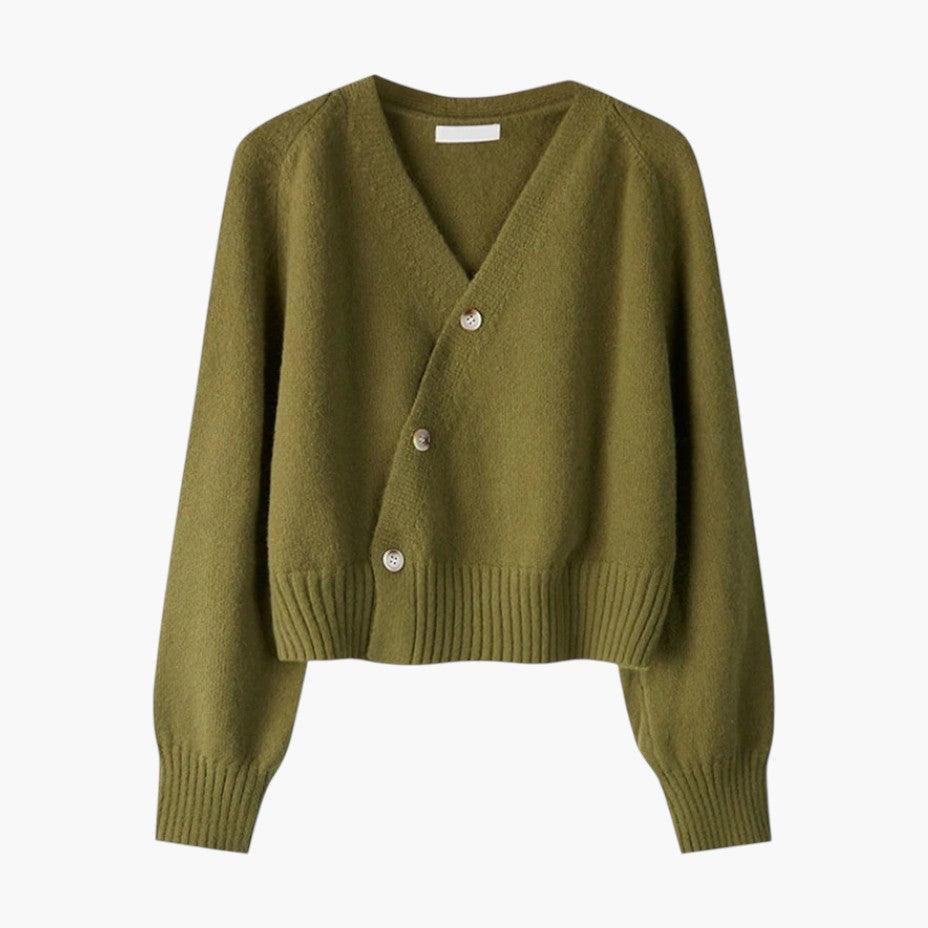 Classic Knit Women's Button Cardigan – V-Neck, Relaxed Fit