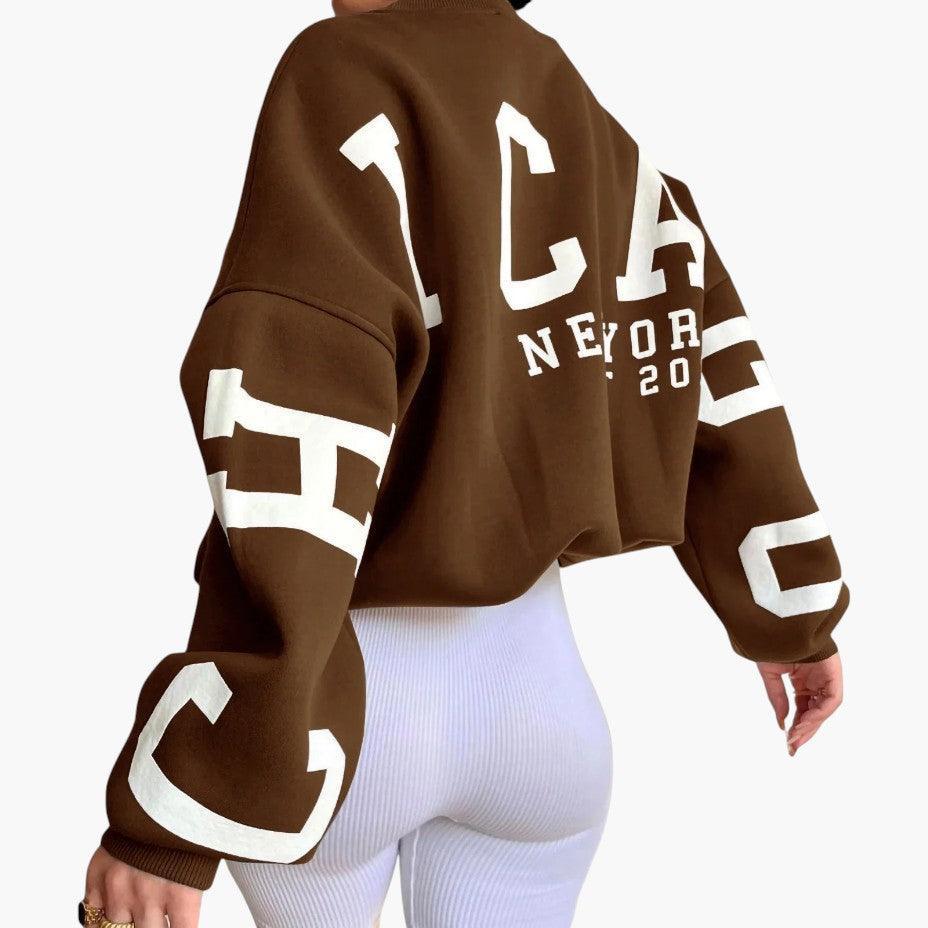 Trendy Graphic Oversized Pullover for Women - Casual Fit