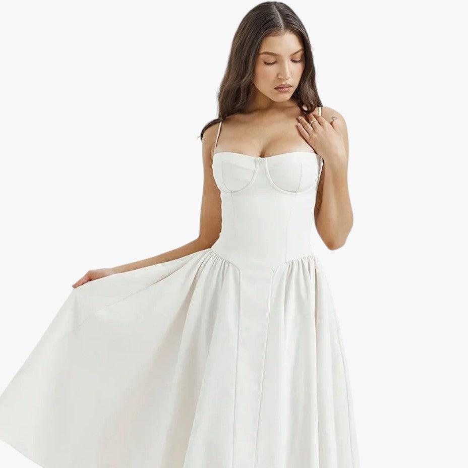 Fitted Corset Midi Dress - Sleek Bodycon Silhouette for Women