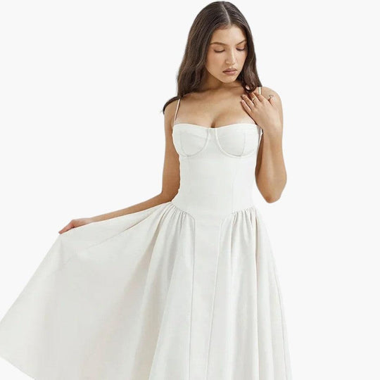 Fitted Corset Midi Dress - Sleek Bodycon Silhouette for Women
