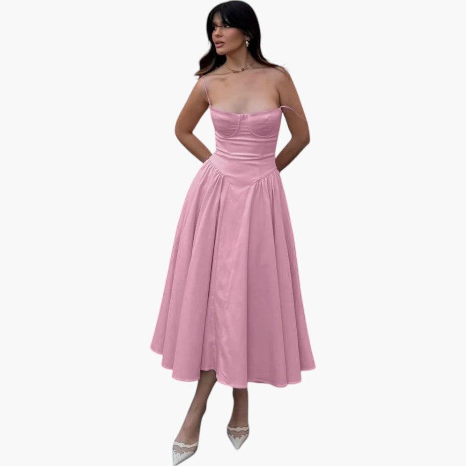 Fitted Corset Midi Dress - Sleek Bodycon Silhouette for Women