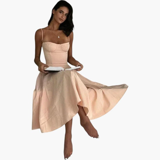 Fitted Corset Midi Dress - Sleek Bodycon Silhouette for Women