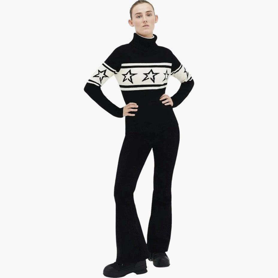 Star Knit Turtleneck Jumper - Cosy Oversized for Women