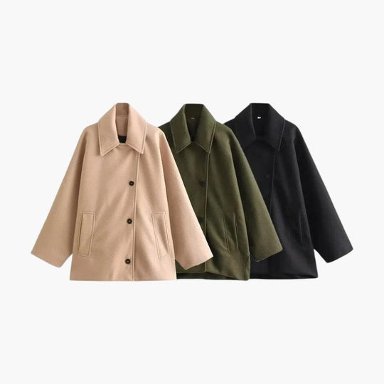 Wool Blend Button Coat – Women's Classic Winter Style