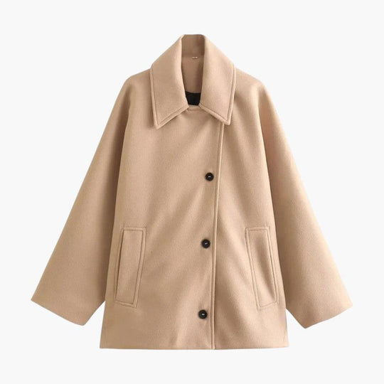 Wool Blend Button Coat – Women's Classic Winter Style