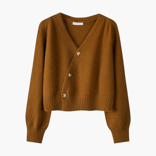 Classic Knit Women's Button Cardigan – V-Neck, Relaxed Fit