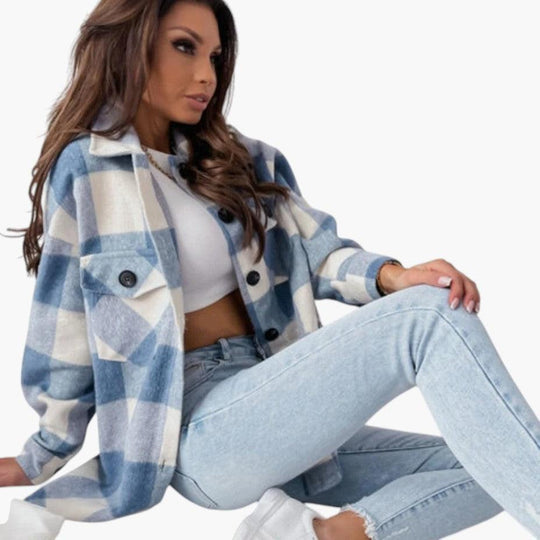 Plaid Flannel Shirt Jacket - Relaxed Fit Shacket for Women