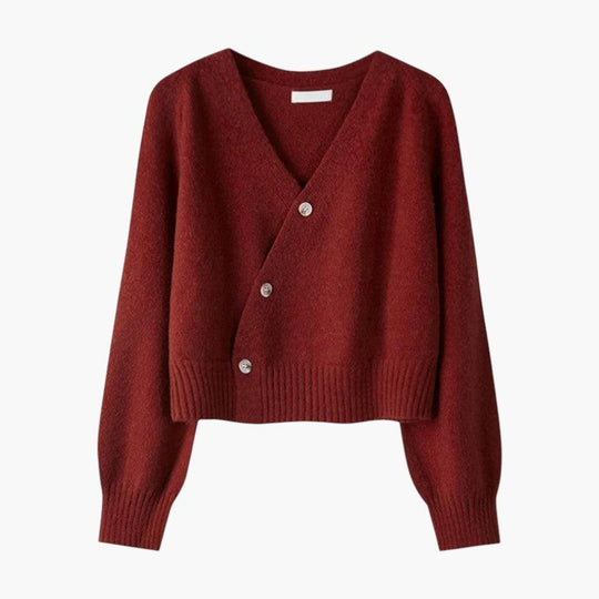 Classic Knit Women's Button Cardigan – V-Neck, Relaxed Fit