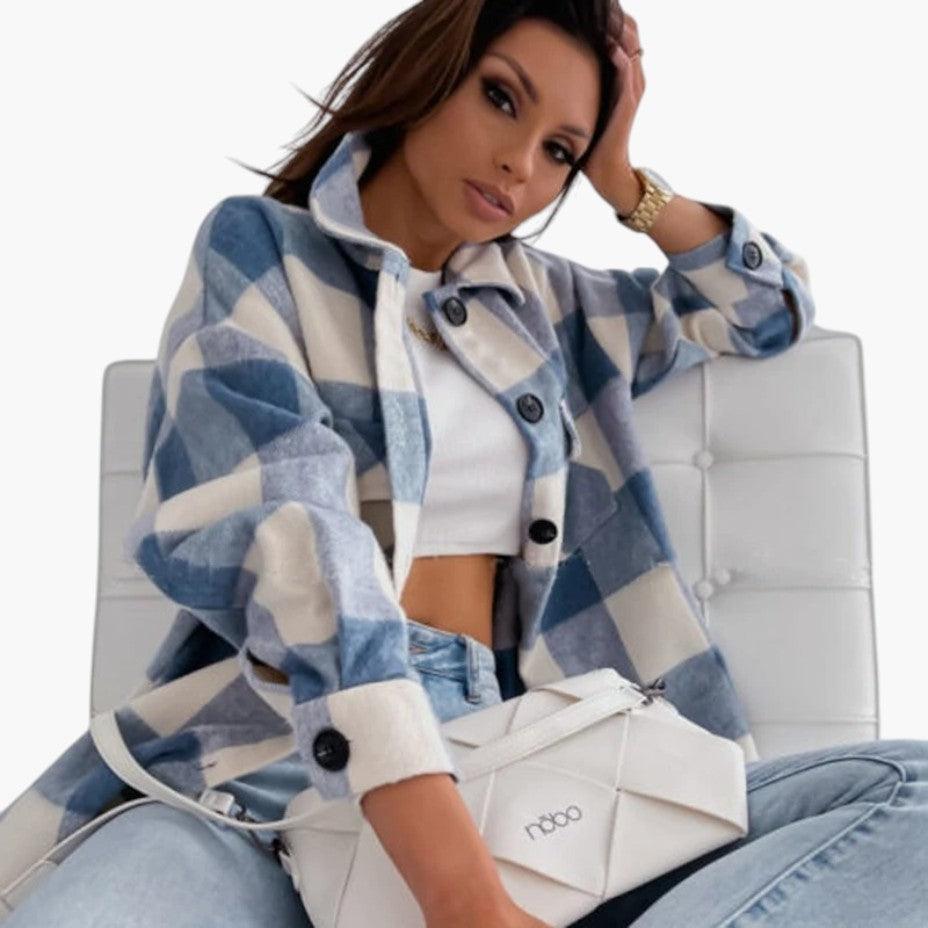 Plaid Flannel Shirt Jacket - Relaxed Fit Shacket for Women