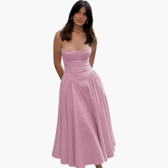 Fitted Corset Midi Dress - Sleek Bodycon Silhouette for Women
