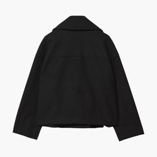 Cropped Peacoat – Women's Double-Breasted Notched Lapel